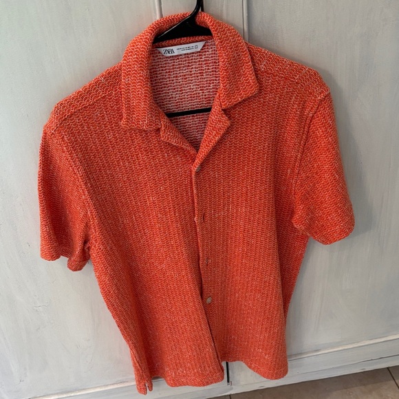 Zara Other - Zara Men's Vibrant Orange Knit Shirt